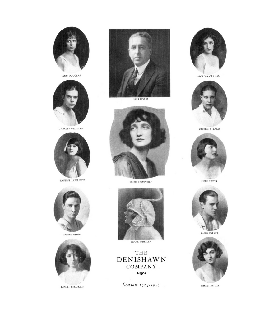 Soubor Denishawn, sezona 1924-1925: Doris Humphrey, Charles Weidman, Pauline Lawrence. Foto: zdroj Wikimedia Commons.